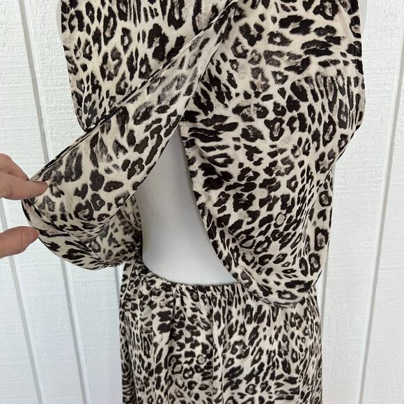 H&M Women Animal Print Sleeveless Colorblock Maxi Dress Brow Vacation Size 10 - Picture 8 of 9